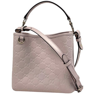 Gucci Small Bucket Bag with GG Emblem, 2-Way Shoulder/Handbag, Pink Leather, ...